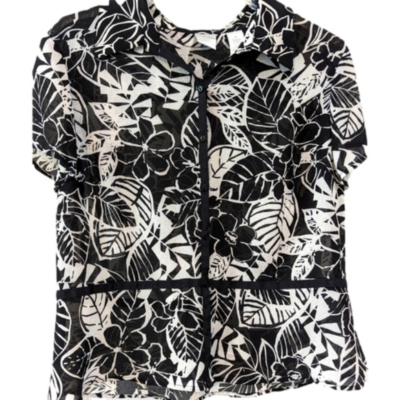 Emma James Tops - Emma James black and white sheer blouse, size 14